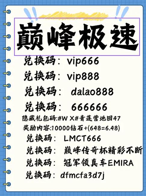 巅峰极速兑换码没有过期的